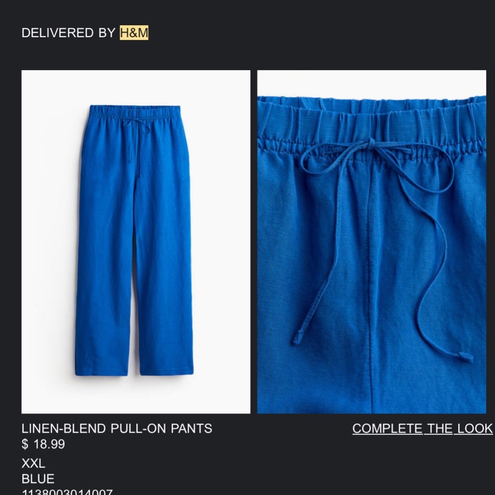 H&M Vibrant Blue Pull-On Trousers